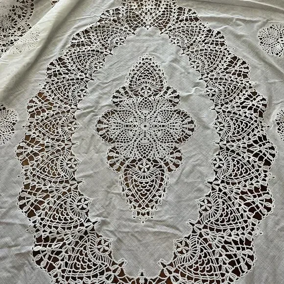 Lace Tablecloth Rectangle Home Party Dining Table Cover White 70"x52.5" - Picture 4 of 9